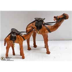TWO LEATHER HAND MADE EGYPTIAN CAMELS