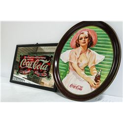 COCA-COLA METAL TRAY AND MIRROR