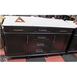 NEW BLACK 60" STONE TOP DUAL SINK VANITY WITH