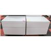 Image 1 : PAIR OF WHITE GLASS TOP 2 DRAWER NIGHTSTANDS