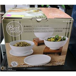 NEW OVER AND BACK 6 PC BOWL & PLATE/LID SET