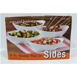NEW OVER AND BACK 4 PC PORCELAIN BOWL SET