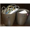 Image 1 : LOT OF ASSORTED GARBAGE CANS, CORDS AND KEYBOARDS