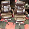 Image 1 : LOT OF 2 BROWN LEATHERETTE HYDRAULIC LIFT OFFICE