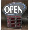 Image 1 : LED OPEN SIGN WITH BUSINESS HOURS