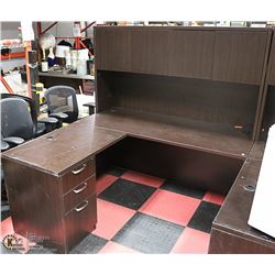 WOOD TONE CORNER DESK WITH HUTCH ON CHOICE
