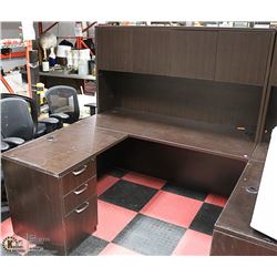 WOOD TONE CORNER DESK WITH HUTCH ON CHOICE