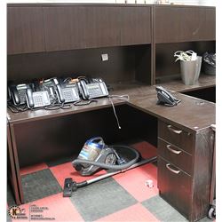 WOOD TONE CORNER DESK WITH HUTCH ON CHOICE