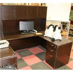 WOOD TONE CORNER DESK WITH HUTCH ON CHOICE