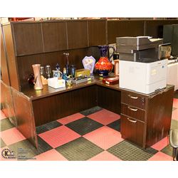 WOOD TONE CORNER DESK WITH HUTCH ON CHOICE