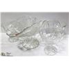 Image 1 : VINTAGE ETCHED ROSE FANCY CRYSTAL BOWL AND 3