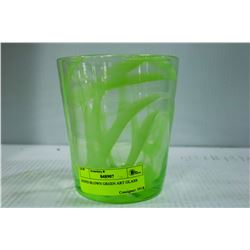 HAND BLOWN GREEN ART GLASS