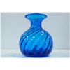 Image 1 : HAND BLOWN COBALT BLUE SWIRL ART GLASS VASE