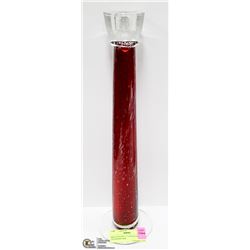 MID CENTURY 17" CRANBERRY CYLINDER CANDLE HOLDER