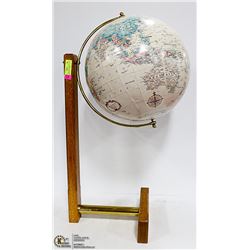 3 FT. UNIQUE MID MODERN GLOBE ON WOOD STAND TURNS