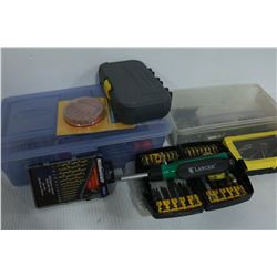 FLAT FULL OF DRILL BITS, DRIVERS, TOOLS AND