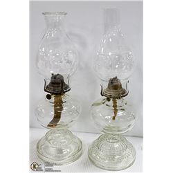 LOT OF TWO VINTAGE OIL LAMPS-STAND 18" TALL