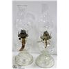 Image 1 : LOT OF TWO VINTAGE OIL LAMPS-STAND 18" TALL