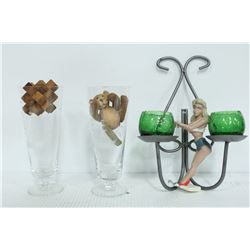 VINTAGE ITEMS INCL. PICTURES, ORNAMENTS & GLASS