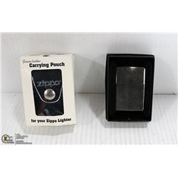 ZIPPO WITH LEATHER CARRY CASE