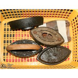 LOT OF CAST IRON HEAVY SAD IRONS