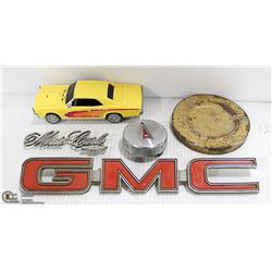 VINTAGE CAR EMBLEMS ETC LOT