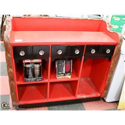 MID-CENTURY TUFTED DRINKING BAR, 48 X 21 X 43