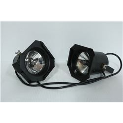 SET OF TWO BLACK METAL STAGE SPOT LIGHTS