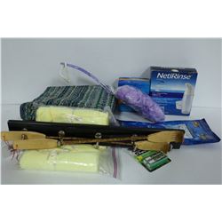 LARGE FLAT OF NEW ITEMS INCL. TWO RUBBER