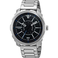 NEW DIESEL 46MM BLACK DIAL ST STEEL WATCH MSRP$247