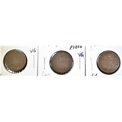 1864 VG, 67 FINE & 68 VG 2-CENT PIECES