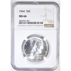1964 KENNEDY HALF DOLLAR NGC MS-66