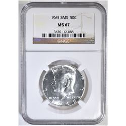 1965 SMS KENNEDY HALF DOLLAR NGC MS-67