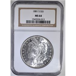 1881-S MORGAN DOLLAR NGC MS-64