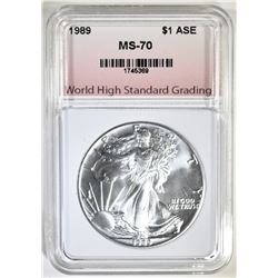 1989 AMERICAN SILVER EAGLE WHGS PERFECT GEM BU