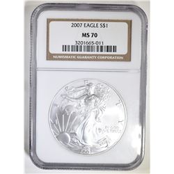 2007 AMERICAN SILVER EAGLE NGC MS-70