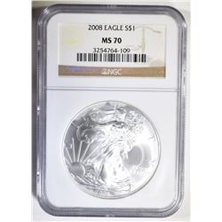 2008 AMERICAN SILVER EAGLE NGC MS-70