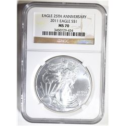 2011 25th ANNIV SILVER EAGLE NGC MS-70