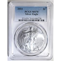 2014 AMERICAN SILVER EAGLE PCGS MS-70