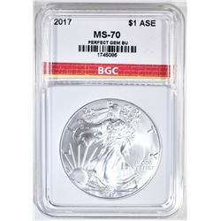 2017 AMERICAN SILVER EAGLE BGC PERFECT GEM BU