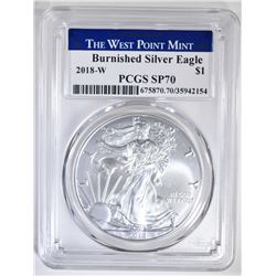 2018-W BURNISHED SILVER EAGLE PCGS SP-70