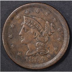 1854 LARGE CENT  XF/AU