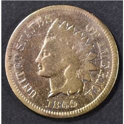 1869 INDIAN HEAD CENT  VG  CLEANED