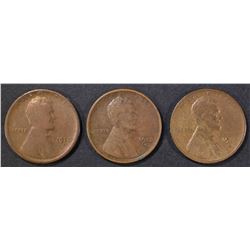 1910-S, 11-S, 12-S LINCOLN CENTS   G-F