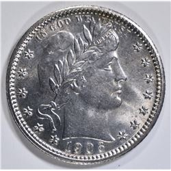 1906 BARBER QUARTER  GEM BU