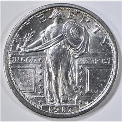 1917 TYPE 1 STANDING LIBERTY QUARTER  CH/GEM BU
