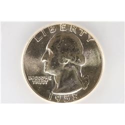 1958 WASHINGTON SILVER QUARTER ICG MS66