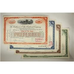 4 ASSORTED VINTAGE STOCK CERTIFICATES THE