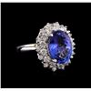 Image 1 : 5.53 ctw Tanzanite and Diamond Ring - 14KT White Gold