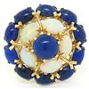 Image 2 : 14k Yellow Gold Opal & Lapis Flower Cluster Dome Cocktail Ring